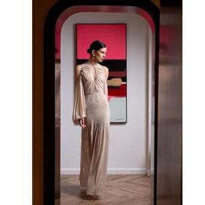 Alice McCall Spell Gown Maxi Dress nude neutral metallic knit mesh Size 4